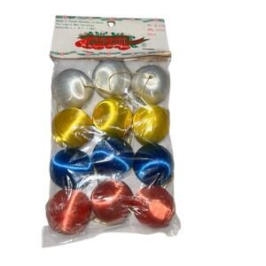 Vintage Liberty Bell Satin round 1" christmas tree multi colored ornaments 12